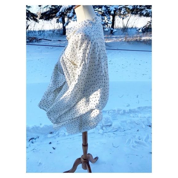 DH3 Button Down Cream Print Blouse Top 3/4 Sleeve Ditzy Floral Sz XL - Picture 12 of 13